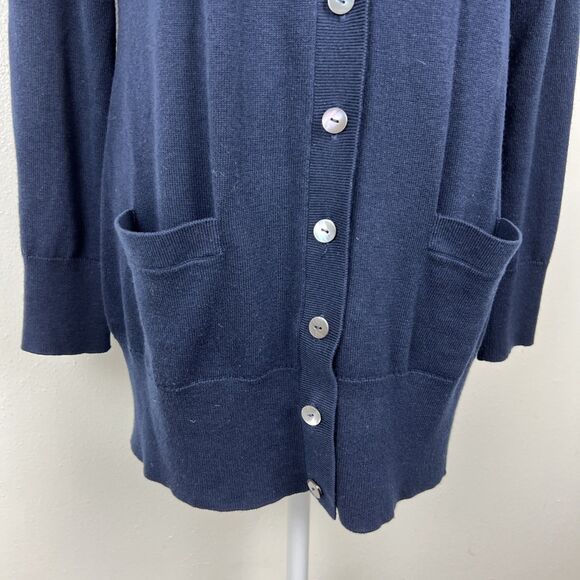 Brooks Brothers Sweater Women Large Navy Knit Cotton Cashmere Button Up Cardigan - Picture 8 of 15